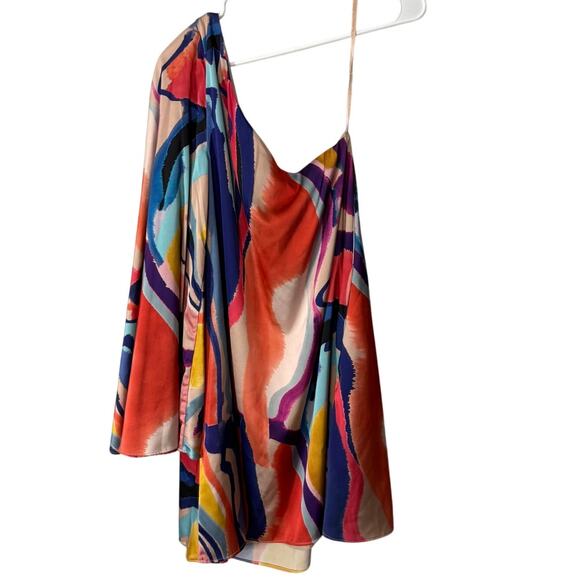 BHLDN Stevie One-Shoulder Satin Mini Dress Size Small - Picture 3 of 10